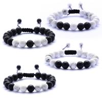 Gemstone Bracelets, Lava, with Howlite & Black Agate, plated, Unisex & adjustable, more colors for choice, Sold Per 7.5 Inch Strand