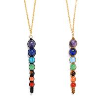 Natural Gemstone Necklace, Tibetan Style, with Gemstone, plated, Unisex, more colors for choice, Sold Per 19.6 Inch Strand