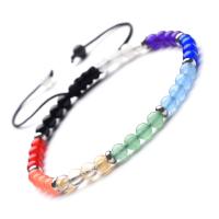 Natural Stone Woven Ball Bracelets with Nylon Cord & Zinc Alloy plated fashion jewelry & Unisex & adjustable Sold Per 7.4 Inch Strand