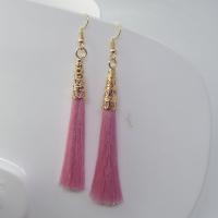 Tibetan Style Tassel Earring, with Caddice, gold color plated, Bohemian style & for woman, more colors for choice, nickel, lead & cadmium free, 90mm, 5Pairs/Lot, Sold By Lot