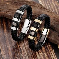 Bracelets cordon PU, cuir PU, avec Acier titane, unisexe & normes différentes pour le choix, plus de couleurs à choisir, Vendu par PC