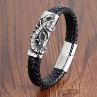 Stainless Steel Jewelry Bracelet with PU Leather & for man Sold By PC