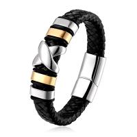 PU Leather Bracelet with Stainless Steel  & for man Sold By PC