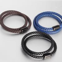 PU Leather Cord Bracelets with Stainless Steel multilayer & Unisex Sold By PC