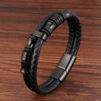 Bracelets cordon PU, cuir PU, avec acier inoxydable, Double couche & unisexe & normes différentes pour le choix, Vendu par PC
