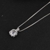 Zinc Alloy smykker halskæde, med Cubic Zirconia, forgyldt, mode smykker & for kvinde, sølv, nikkel, bly & cadmium fri, 16x12mm, Solgt af Strand