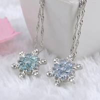 Tibetan Style Jewelry Necklace, with Rhinestone, Snowflake, plated, fashion jewelry & for woman, more colors for choice, nickel, lead & cadmium free, 46cm, Sold Per Approx 18.1 Inch Strand