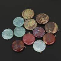Φυσική πέτρα Κρεμαστό κόσμημα, με Agate & Ορείχαλκος, χρώμα επάργυρα, φυσικό & μικτός, 30-35x33-38x5-7mm, Τρύπα:Περίπου 2mm, 10PCs/Παρτίδα, Sold Με Παρτίδα