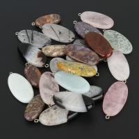 Quartz Gemstone Pendants with Natural Stone & Lace Agate & Brass silver color plated natural & mixed 15-20x34-44x6-8mm Approx 2mm Sold By Lot