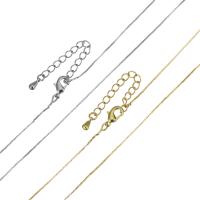 Mässing Chain Necklace, med 2Inch extender kedja, plated, Unisex & box kedja, fler färger för val, nickel, bly och kadmium gratis, 0.50mm, Längd Ca 17 inch, 10Strands/Lot, Säljs av Lot