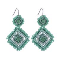 Crystal Drop Earring Square handmade woven pattern & for woman 56mm Sold By Pair