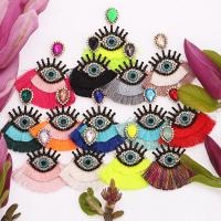 Kristall Troddel Ohrring, mit Baumwollfaden, Auge, für Frau & mit Strass, mehrere Farben vorhanden, 69mm, verkauft von Paar