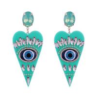 Crystal Drop Earring with Resin evil eye pattern & for woman 84mm Sold By Pair