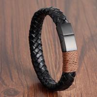PU Leather Cord Bracelets with Stainless Steel anoint Unisex Sold By PC