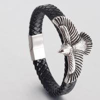 PU Leather Bracelet, with Stainless Steel, different size for choice & for man, Sold By PC