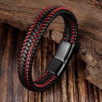 PU Leather Cord Bracelets, with Stainless Steel, Unisex & different size for choice, more colors for choice, Sold By PC