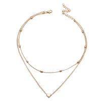 Zinc Alloy Jewelry Necklace Heart plated Double Layer & fashion jewelry & for woman nickel lead & cadmium free 37cmuff0c32cm Sold Per Approx 12.6 Inch Strand