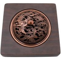 Black Sandalwood Incense Burner, half handmade, for home and office & durable, antique copper color, 110x110x18mm, Sold By PC