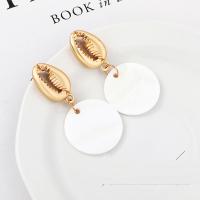 Zinc Alloy Drop Earrings with Shell real gold plated for woman nickel lead & cadmium free 47mm Sold By Pair