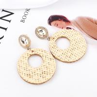 Zinc Alloy Drop Earrings with Wood real gold plated for woman nickel lead & cadmium free 59mm Sold By Pair