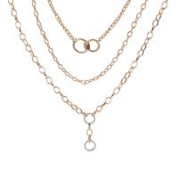 Zinc Alloy Necklace with 7cm extender chain gold color plated three layers & oval chain & for woman & with rhinestone nickel lead & cadmium free  Sold Per Approx 13.19 Inch Approx 17.72 Inch Strand