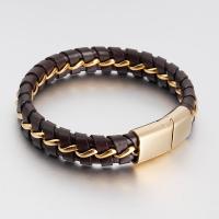 cuir PU bracelet, avec acier inoxydable, normes différentes pour le choix & pour homme, plus de couleurs à choisir, Vendu par PC
