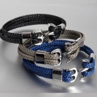 cuir PU bracelet, avec acier inoxydable, multicouche & normes différentes pour le choix & pour homme, plus de couleurs à choisir, Vendu par PC