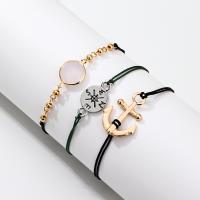 Zinc Alloy Bracelet Set with Cotton Cord three pieces & fashion jewelry & for woman Sold By Lot