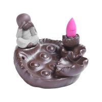 Backflow Incense Burner, Purple Clay, half handmade, for home and office & durable & different styles for choice, Sold By PC