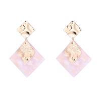 Zinc Alloy Drop Earrings with Acetate Rhombus real gold plated for woman nickel lead & cadmium free 47mm Sold By Pair