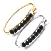 Natural Lava Beads & Zinc Alloy Finding Bangle plated Unisex .4 Inch Sold By PC
