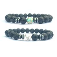 Gemstone Bracelets, with Lava, plated, different materials for choice & Unisex, more colors for choice, Length:7.4 Inch, 3/Lot, Sold By Lot