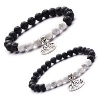 Gemstone Bracelets, Tibetan Style, with Howlite & Lava, plated, Unisex & different size for choice, more colors for choice, nickel, lead & cadmium free, Length:7.4 Inch, Sold By Lot