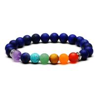 Natural Lapis Lazuli Bracelets, with Natural Stone & Tibetan Style, plated, Unisex, more colors for choice, Sold Per 7.2 Inch Strand