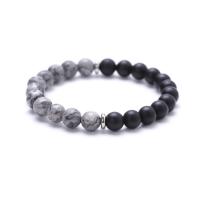 Gemstone Bracelets Stainless Steel with Howlite & Wenge & Map Stone & Black Agate plated Unisex nickel lead & cadmium free Length 7.2 Inch Sold By Lot