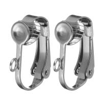 Stainless Steel Clip On Earring Finding, with loop, original color, 7.5x16x13mm,3mm, Hole:Approx 2mm, 100Pairs/Lot, Sold By Lot