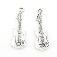 Musical Instrument Shaped Tibetan Style Pendants, Guitar, antique silver color plated, nickel, lead & cadmium free, 31x11x2mm, Hole:Approx 2mm, Approx 71PCs/Bag, Sold By Bag