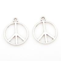 Tibetan Style, Peace Logo, antique silver color plated, hollow, nickel, lead & cadmium free, 17x20x1.50mm, Hole:Approx 1.5mm, Approx 100PCs/Bag, Sold By Bag