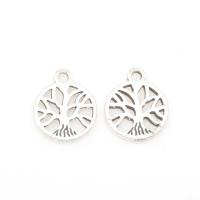Tibetan Style Pendants, Tree, antique silver color plated, hollow, nickel, lead & cadmium free, 15x17x1mm, Hole:Approx 1mm, Approx 83PCs/Bag, Sold By Bag