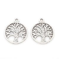 Tibetan Style Pendants, Tree, antique silver color plated, hollow, nickel, lead & cadmium free, 20x17x1mm, Hole:Approx 1mm, Approx 100PCs/Bag, Sold By Bag