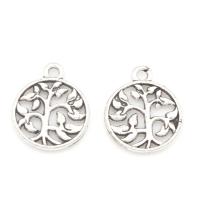 Tibetan Style Pendants, Tree, antique silver color plated, hollow, nickel, lead & cadmium free, 18x15x1mm, Hole:Approx 2mm, Approx 90PCs/Bag, Sold By Bag