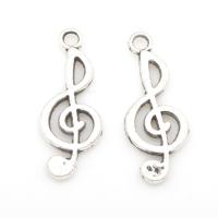 Tibetan Style Pendants, Music Note, antique silver color plated, nickel, lead & cadmium free, 26x10x2mm, Hole:Approx 3mm, Approx 100PCs/Bag, Sold By Bag
