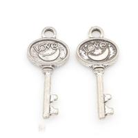 Tibetan Style Key Pendants, antique silver color plated, nickel, lead & cadmium free, 29x12x3mm, Hole:Approx 3mm, Approx 58PCs/Bag, Sold By Bag
