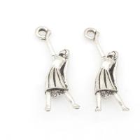 Character Tibetan Style Pendants, Girl, antique silver color plated, nickel, lead & cadmium free, 27x10x6mm, Hole:Approx 2mm, Approx 52PCs/Bag, Sold By Bag