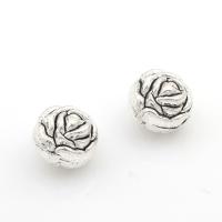 Perles fleurs en alliage de zinc, Plaqué de couleur d'argent, protéger l'environnement, sans nickel, plomb et cadmium, 9.5*8.5mm, Trou:Environ 0.5mm, Environ 43PC/sac, Vendu par sac