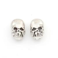 Tibetan Style Jewelry Beads, Skull, antique silver color plated, nickel, lead & cadmium free, 13x9x8mm, Hole:Approx 2mm, Approx 30PCs/Bag, Sold By Bag