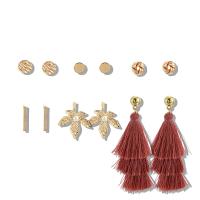 Zinc Alloy Stud Earring Set Stud Earring & earring with Cotton Thread & Plastic Pearl gold color plated 6 pieces & for woman nickel lead & cadmium free 7mm 9mm 18mm 30mm 88mm Sold By Lot