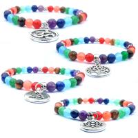 Natural 7 Chakra Beads Healing Gemstone Yoga Bracelets Energy Stone with Lapis Lazuli & Gemstone plated Unisex Sold Per 7.2 Inch Strand