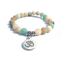 Natural Amazonite Bracelets, ​Amazonite​, with Abrazine Stone, plated, Unisex, more colors for choice, Sold Per 7.2 Inch Strand