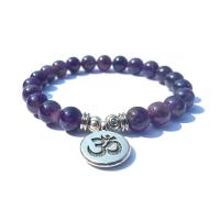 Amethyst Bracelet with Zinc Alloy plated Unisex purple Sold Per 7.4 Inch Strand